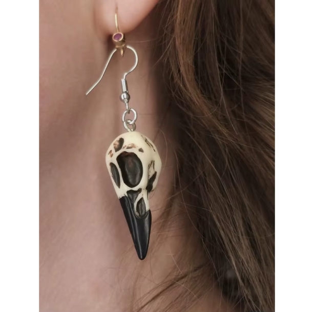 Raven Skull Earrings | Aesthetic Jewelry
