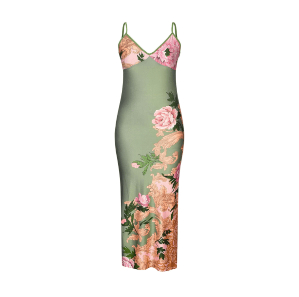 Green Floral Bodycon Dress | Aesthetic Clothes
