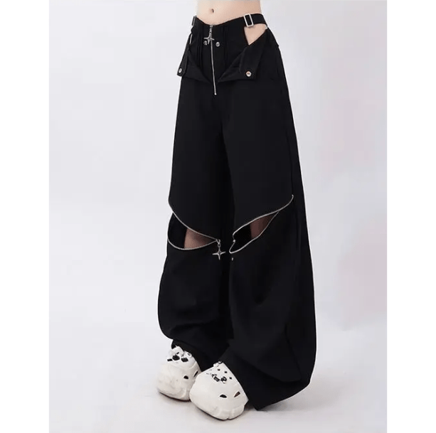 Open Zip Pants | Aesthetic Pants