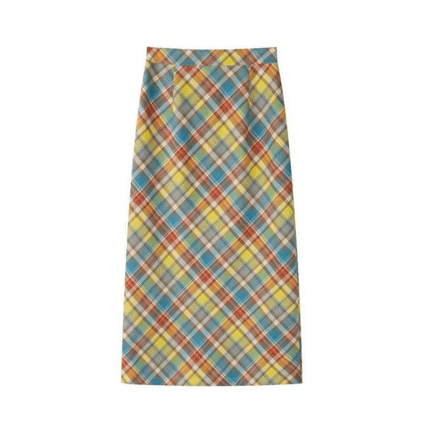 Midi Plaid Rainbow Skirt | Aesthetic Clothes