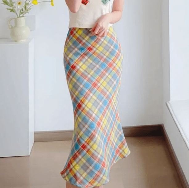 Midi Plaid Rainbow Skirt | Aesthetic Clothes