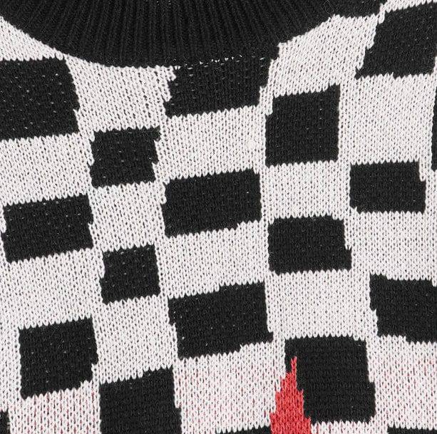 Checkered Flames Sweater | Aesthetic Clothes