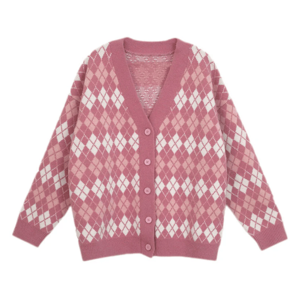 Plaid Pink Preppy Sweater | Aesthetic Clothes