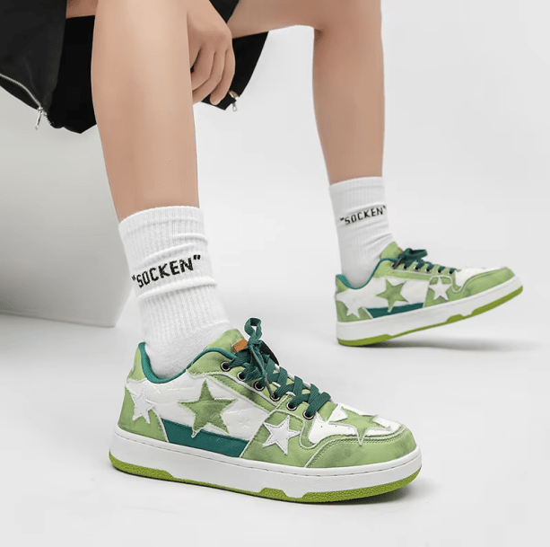 Green Star Aesthetic Sneakers | Aesthetic Shoes