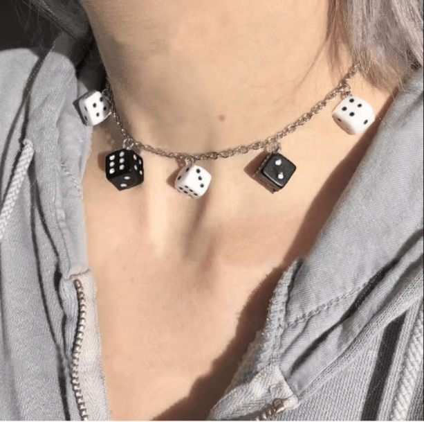 Black And White Dice Necklace | Aesthetic Necklace