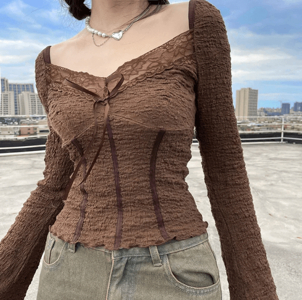 Brown Fairycore Top | Aesthetic Clothing