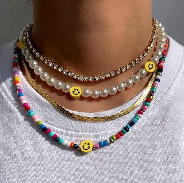 Smiley Face Necklace Set - All Things Rainbow
