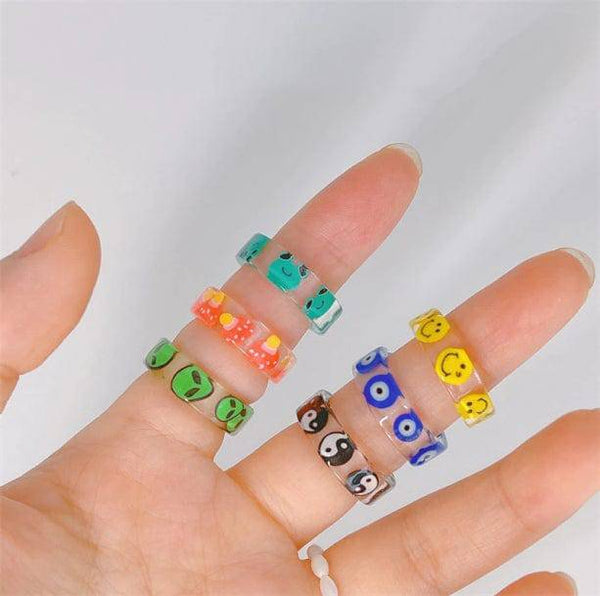 Toyfunny Adjustable Ring with Diamonds for Women Fashion Jewelry Popular Accessories Resin Rings Set Cute Preppy Rings Rings Big Cool Rings for Men