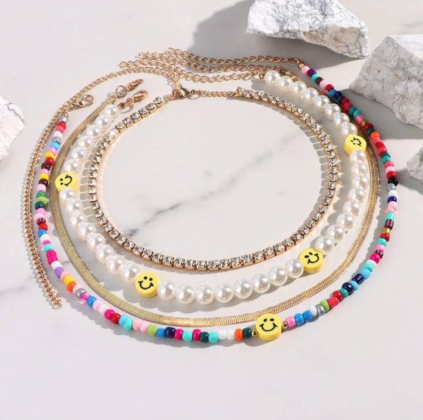 Smiley Face Necklace Set - All Things Rainbow