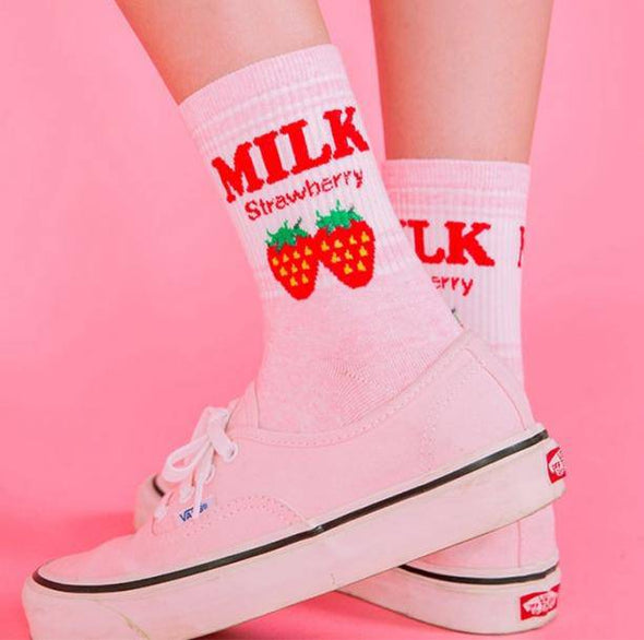 Strawberry Milk Socks - All Things Rainbow