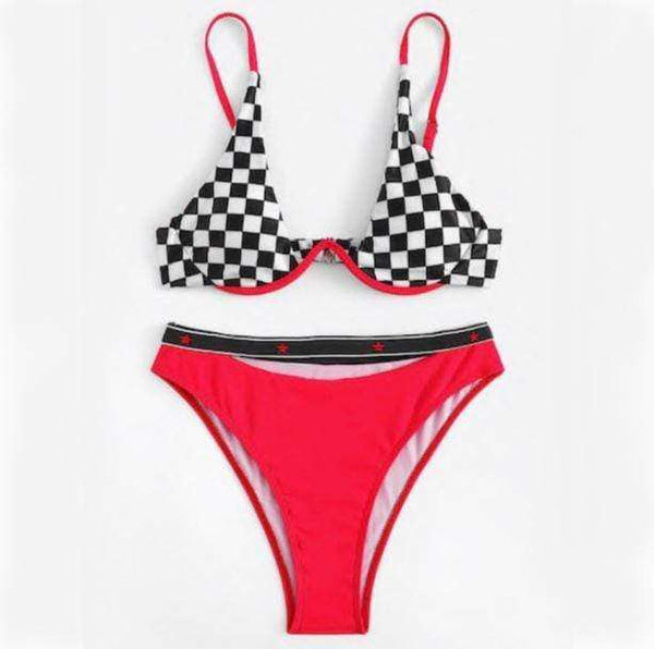 Checkered Underwire Bikini Aesthetic Swimwear