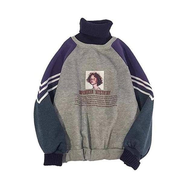 Retro High Neck Sweatshirt - All Things Rainbow