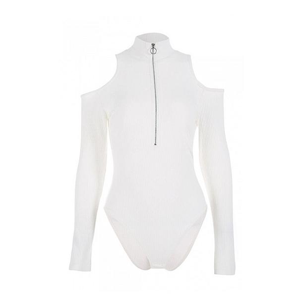 Long Sleeve Zip Front Bodysuit | Aesthetic Clothes
