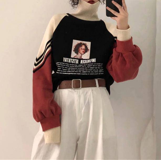 Retro High Neck Sweatshirt - All Things Rainbow