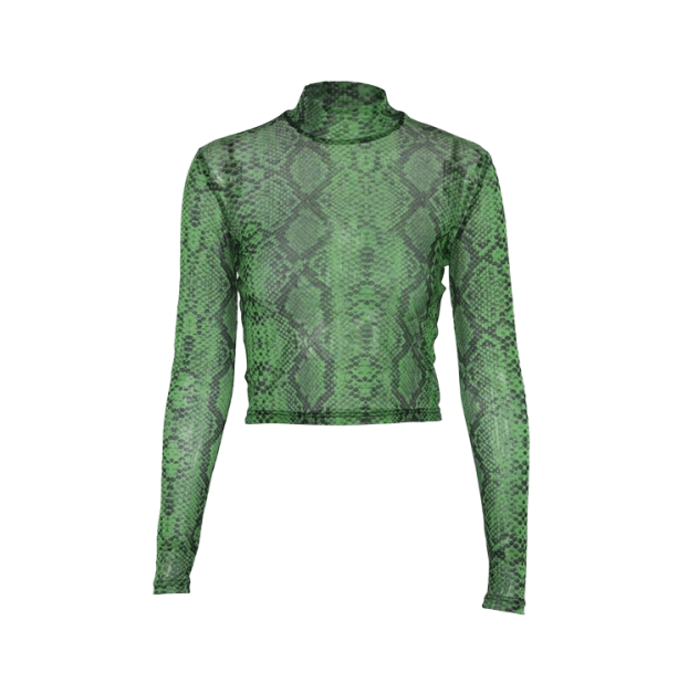 green Snake Skin Top