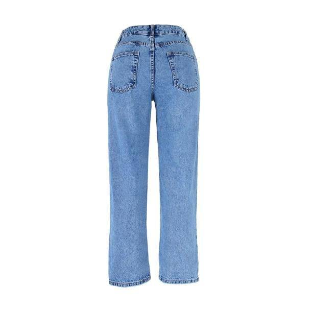 Irregular Front High Waist Jeans | Aesthetic Pants