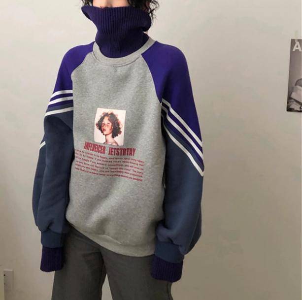 Retro High Neck Sweatshirt - All Things Rainbow