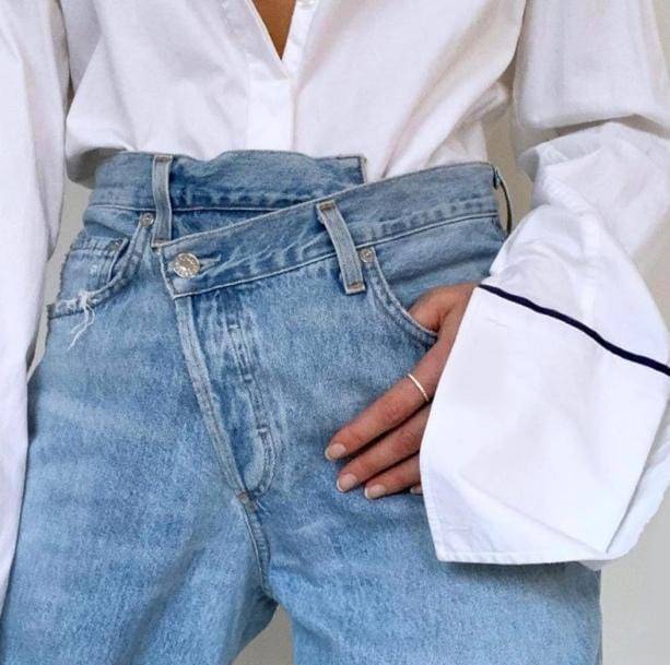 Irregular Front High Waist Jeans | Aesthetic Pants