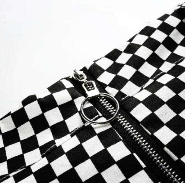 Black And White Checkerboard Skirt | Aesthetic Clothes Shop