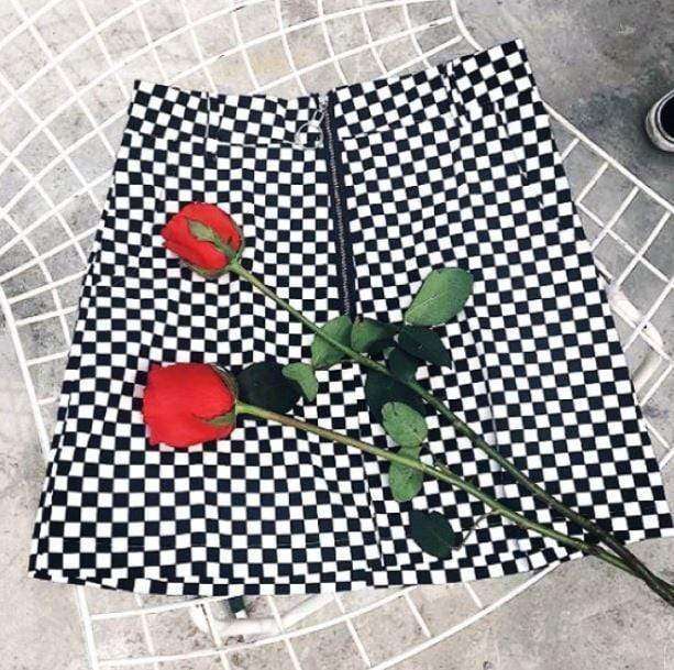 Black And White Checkerboard Skirt | Aesthetic Clothes Shop