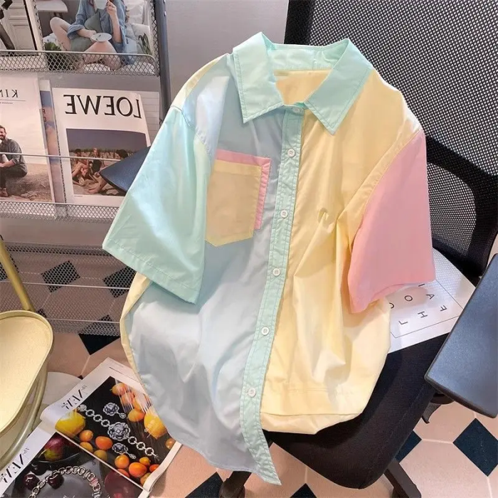 Kawaii Pastel Button-Up Shirt – Cute Japanese Streetwear Top