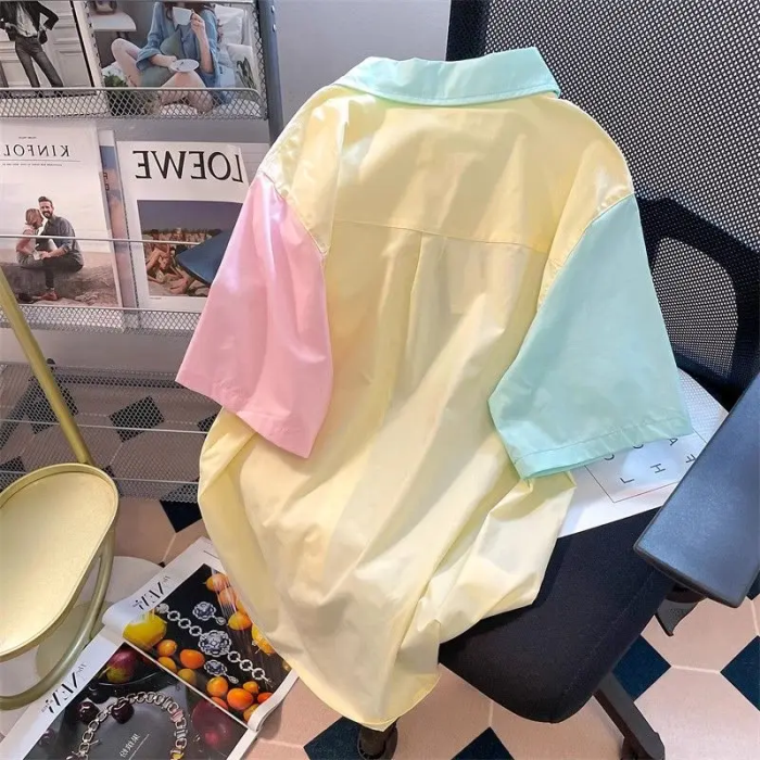 Kawaii Pastel Button-Up Shirt – Cute Japanese Streetwear Top