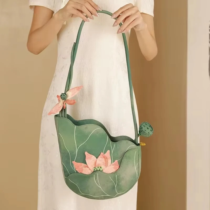 Green Fairycore Crossbody Bag – Green Lotus Aesthetic Bag