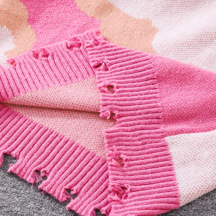 Preppy Sky Sweater – Cloud Pattern Oversized Knit Pullover
