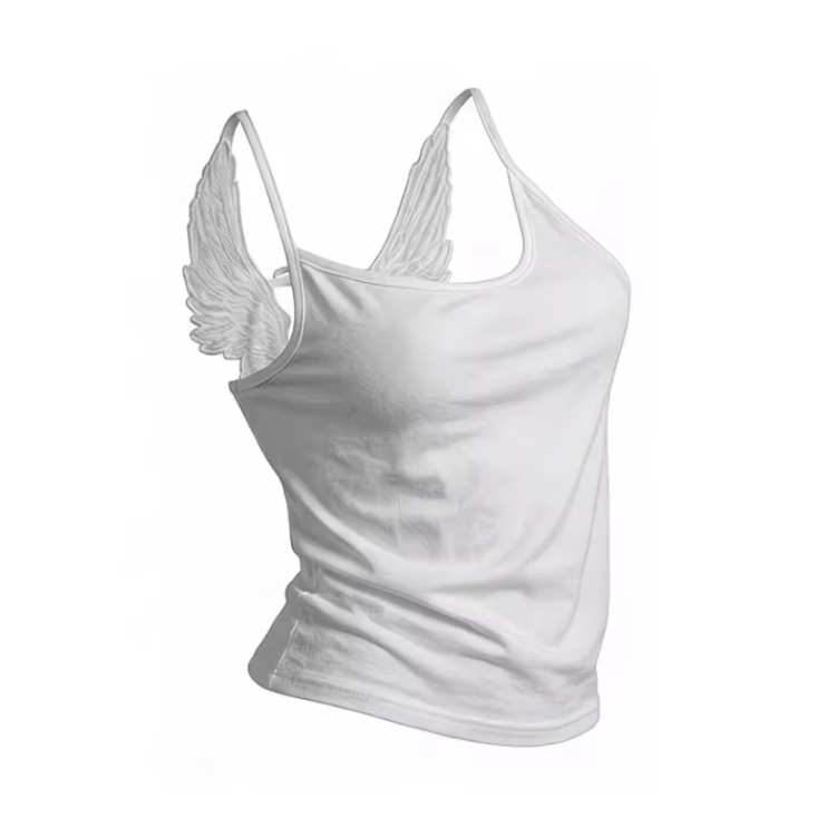 White Angelcore Tank Top – Angel Wings Aesthetic Top