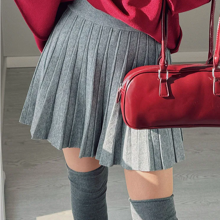 Gray Pleated Knit Skirt – Preppy Aesthetic Mini Skirt