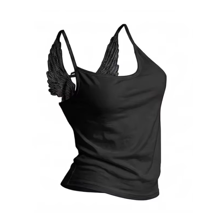 black Angelcore Tank Top – Angel Wings Aesthetic Top