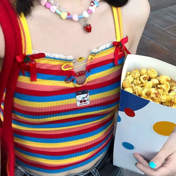 Rainbow Striped Tank Top – Y2K Aesthetic Cami