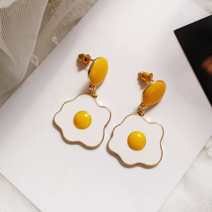 Fried Egg Earrings – Cute Kawaii Aesthetic Food Jewelry