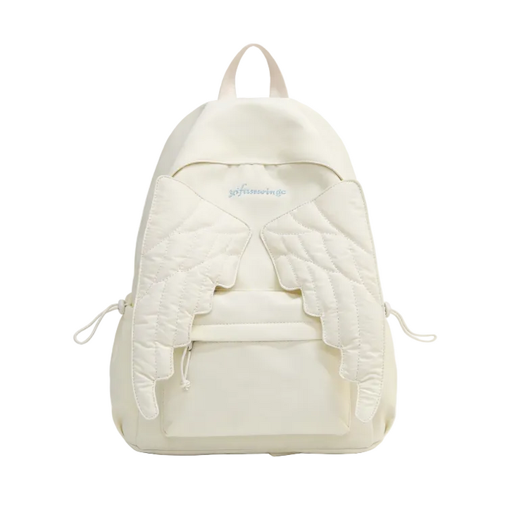 White backpack with angel wings on a white background | Angel Wing Backpack | Aesthetic Backpack