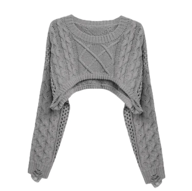 Knitted Super Cropped Sweater - All Things Rainbow
