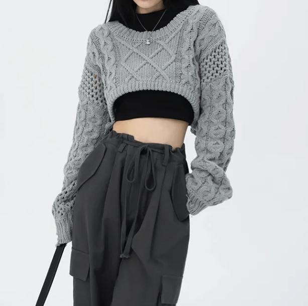 Knitted Super Cropped Sweater - All Things Rainbow