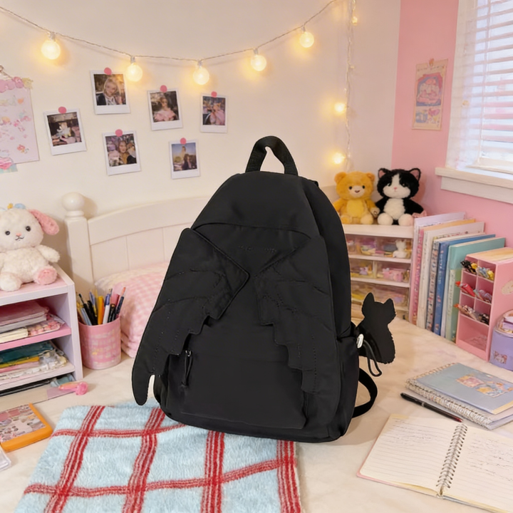 black color Angel Wing Backpack | Aesthetic Backpack