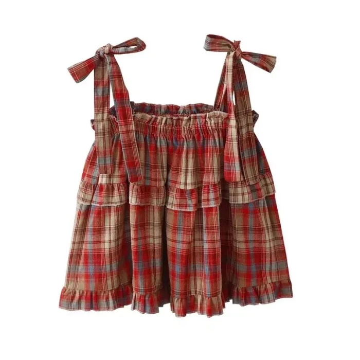 Vintage Garden Plaid Top | Aesthetic Clothes

