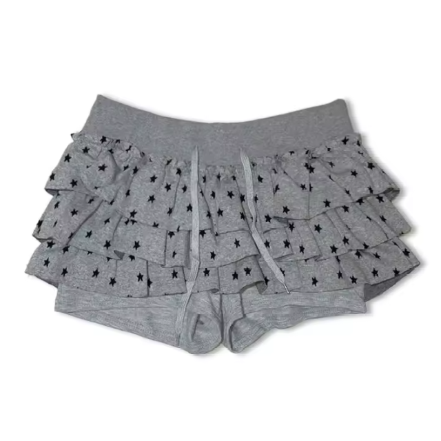 Gray mini skirt with star pattern, Starry Night Y2K Mini Skirt – Aesthetic Stargirl Outfit