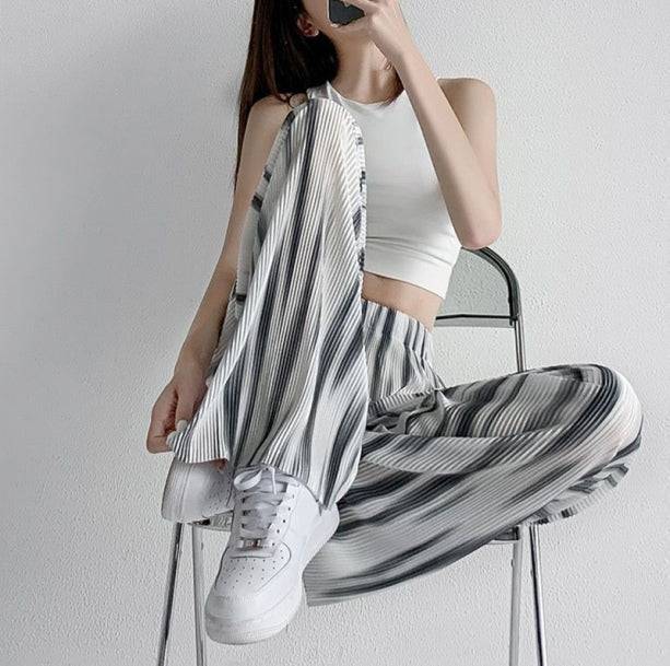 Gray Stripes Loose Pants | Aesthetic Pants