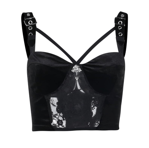 Dark Goth Velvet Crop Top - All Things Rainbow