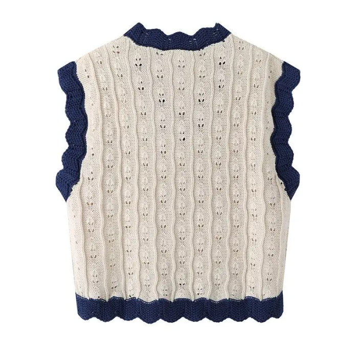 Vintage Rocking Horse Embroidered Knitted Vest – Soft Aesthetic Knit Top
