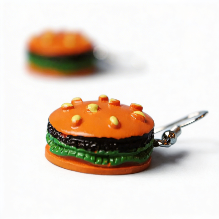 Hamburger-shaped earrings on a white background | Eat The Product – Burger Earrings
