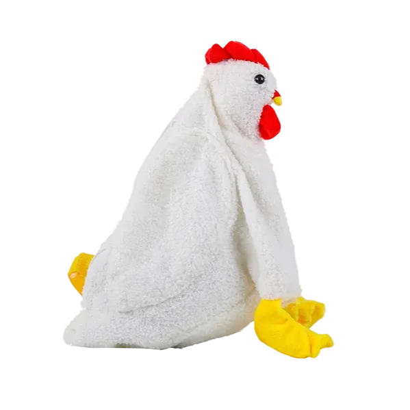 Plush toy chicken with a white body, red comb, yellow feet, and black eyes | Cute Chicken Plush Bag – Kawaii Aesthetic Crossbody Purse for Girls, Soft Animal Handbag