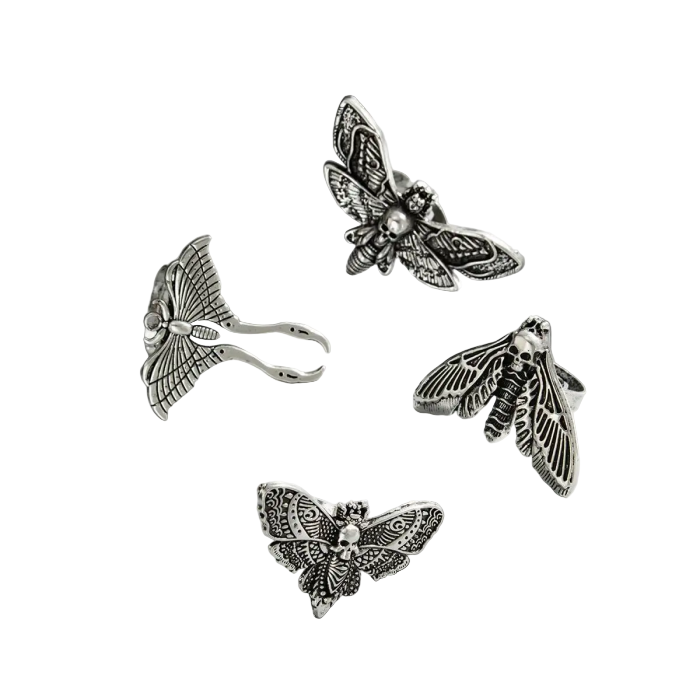 Mystic Moth Goth Rings | Aesthetic Rings