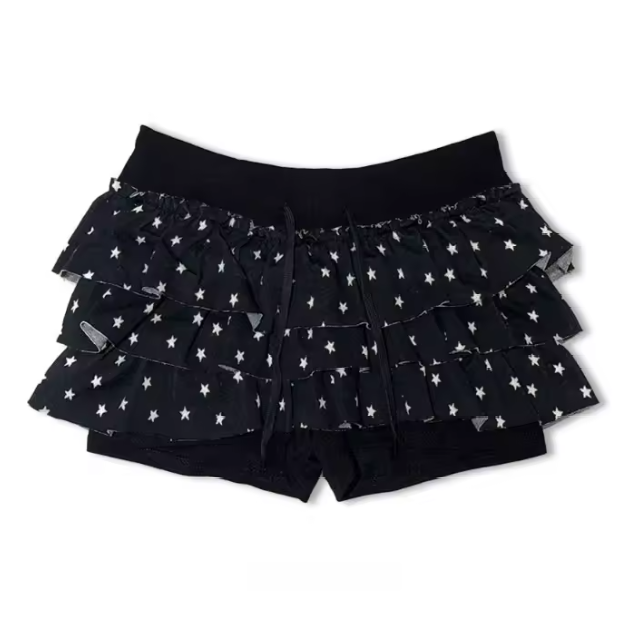 Black mini skirt with star pattern, Starry Night Y2K Mini Skirt – Aesthetic Stargirl Outfit