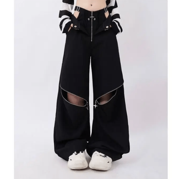 Open Zip Pants | Aesthetic Pants