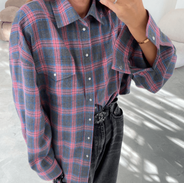 Oversized Pink Plaid Shirt - All Things Rainbow