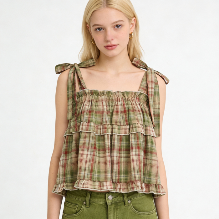 Vintage Garden Plaid Top | Aesthetic Clothes

