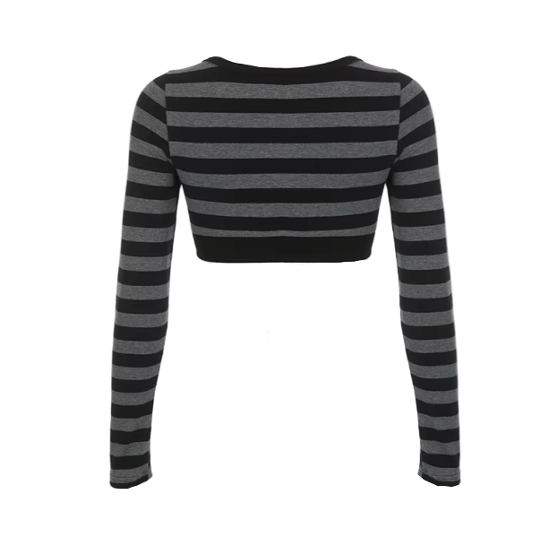 Long Sleeved Stripy Crop Top | Aesthetic Clothes
